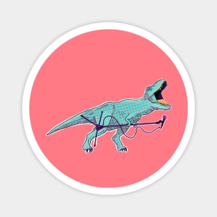 Retro dotted dinosaur with microphone Magnet